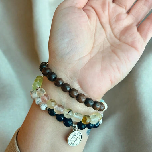 Bracelets mala (3) bois et howlite