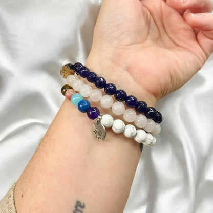 Bracelets mala (3) améthyste et howlite