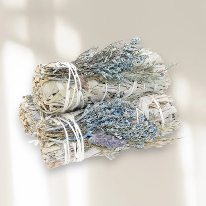 Bâton de sauge blanche – Bouquet bleu