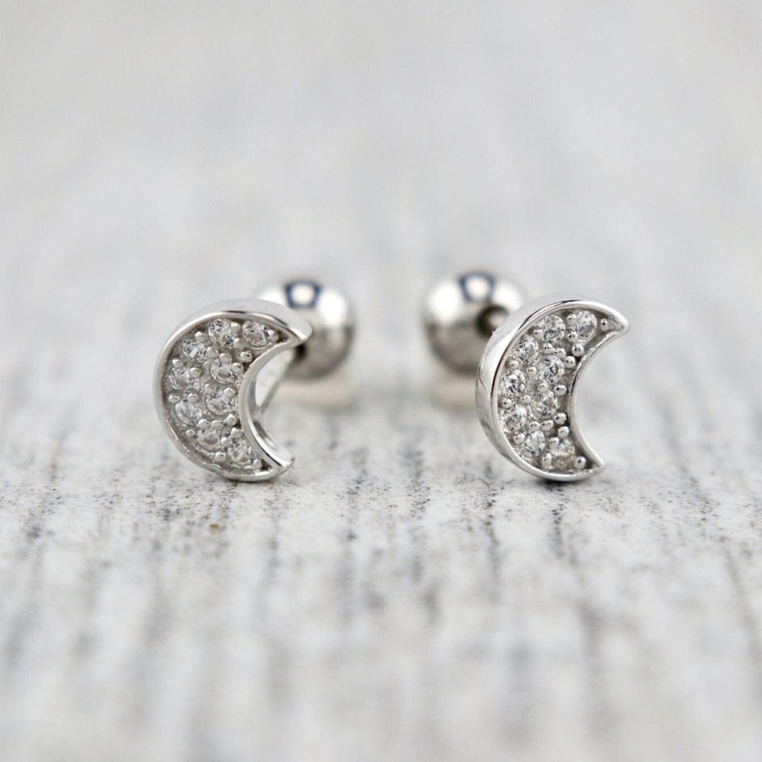 Sterling silver moon earrings