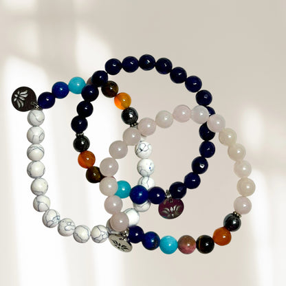 Bracelets mala (3) améthyste et howlite